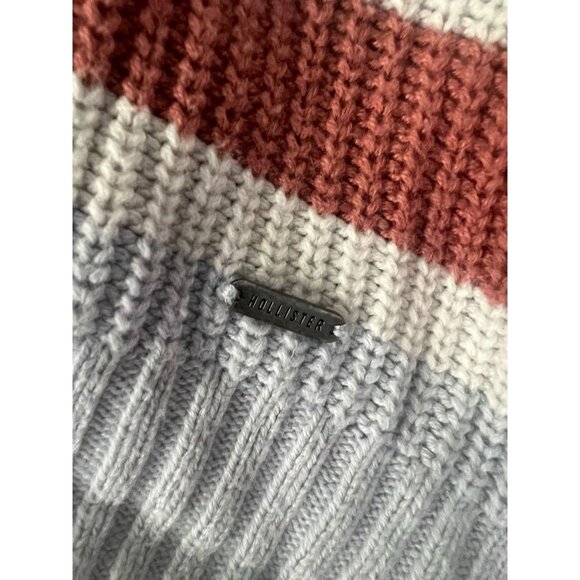 Hollister Striped Knit Sweater Women’s XXS V-Neck Cropped Pullover Blue Red Whit - Picture 4 of 6